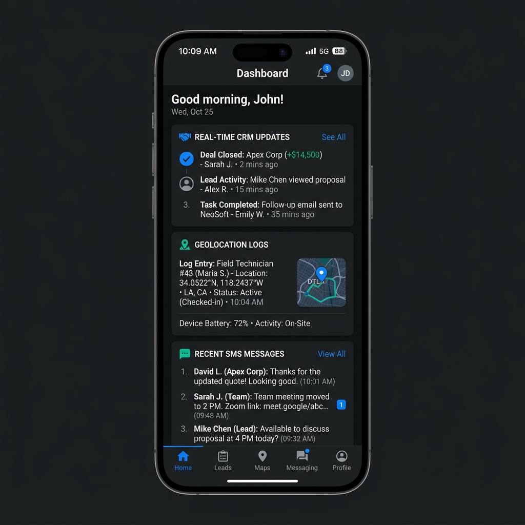 VoraCRM Mobile Interface Mockup